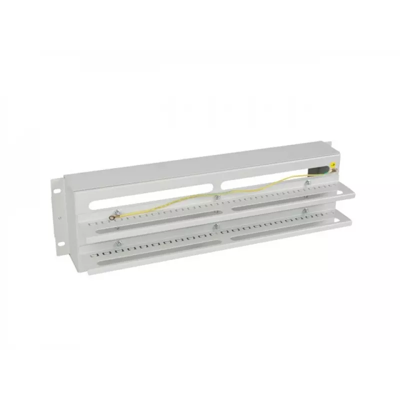 Lanberg AK-VDP103-S painel de distribuição de tensão de 19 polegadas 3U com calha DIN TS-35, cinzento