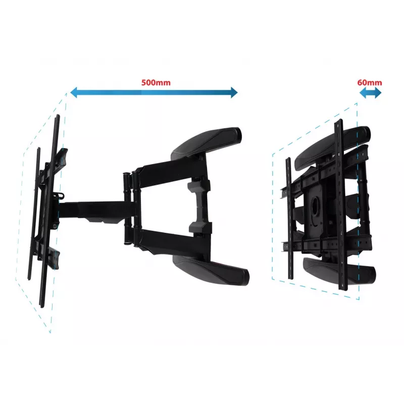 Suporte de parede ESPERANZA ERW021 para televisores de ecrã plano 40–85 polegadas, metal, inclinável, distância 6–50 cm, capacidade de carga 68 kg, VESA 200x100–600x500 mm