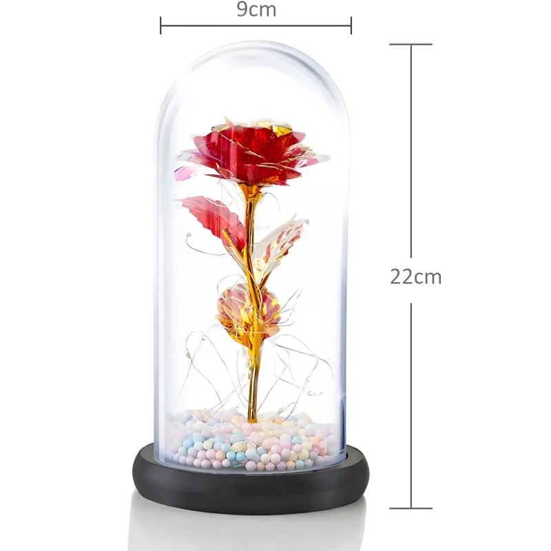 Rosa eterna em vidro Extralink Home, LED vermelho brilhante