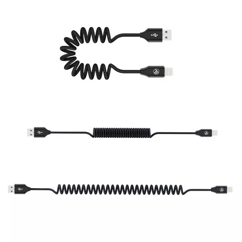 Cabo de dados USB para Lightning Tellur Extendable 3A, 1,8 m, preto
