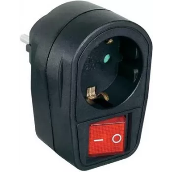 Tomada com interruptor Renkforce 1296317 — tomada de rede preta de 2 polos