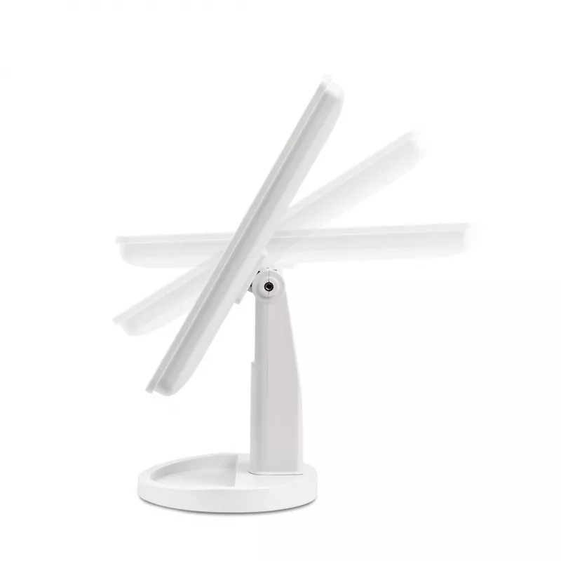 Espelho de maquilhagem de pé Girmi BE04 – retangular com ampliação 1x, LED branco, USB/4×AA, rotação 180°