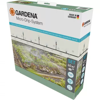 Conjunto de rega gota a gota Micro-Drip-System canteiro de legumes/flores 60 m², gotejadores preto/cinzento, modelo 2023