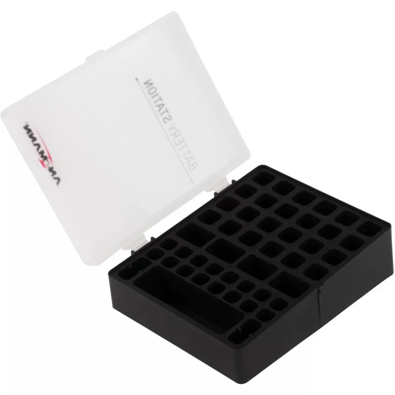 Ansmann Battery Box 48 Caixa de pilhas para 24x AA, 16x AAA e 4x 9V, Preto/Transparente