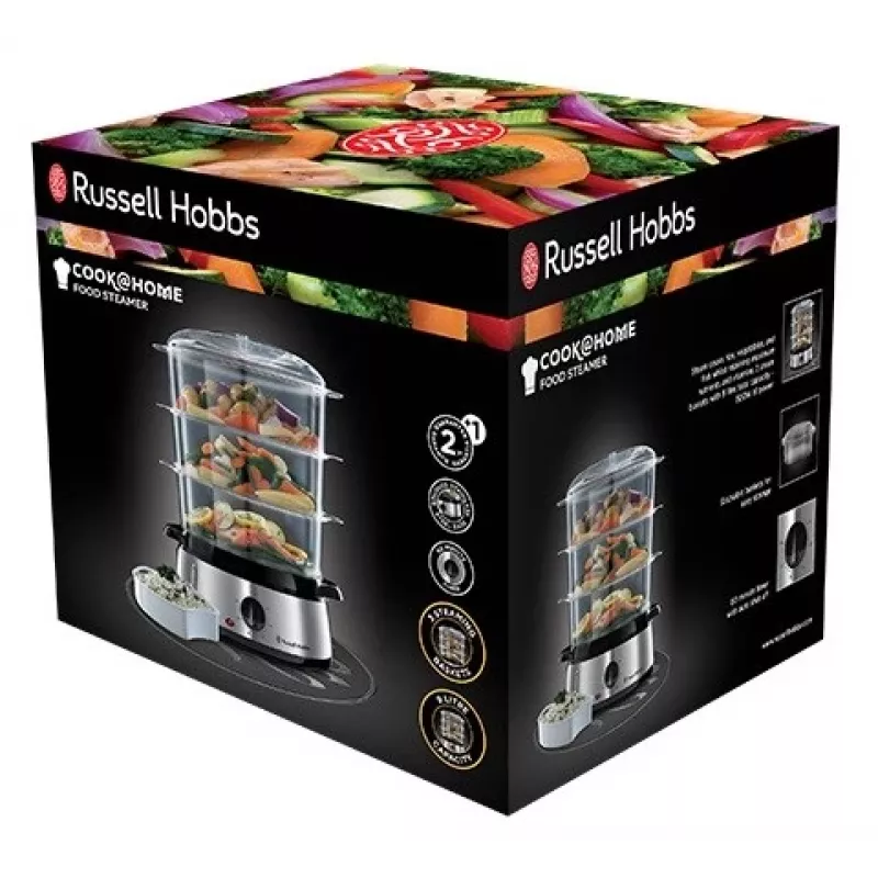 Vaporizador Russell Hobbs 19270-56, 3 cestos, 9 L total, 800 W, aço inoxidável