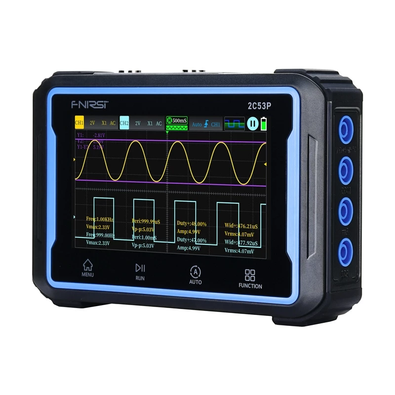 Osciloscópio portátil 3-em-1 FNIRSI 2C53P com ecrã tátil de 4,3 polegadas