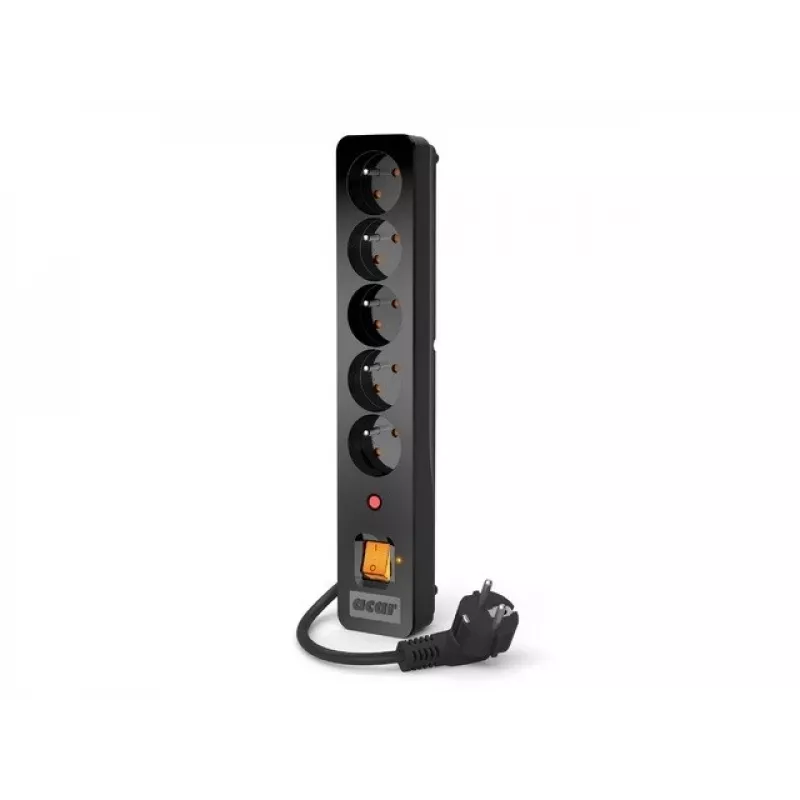 Régua de tomadas Acar X5/1,5 5 tomadas com proteção contra sobretensões 1,5 m Acar X5-Black