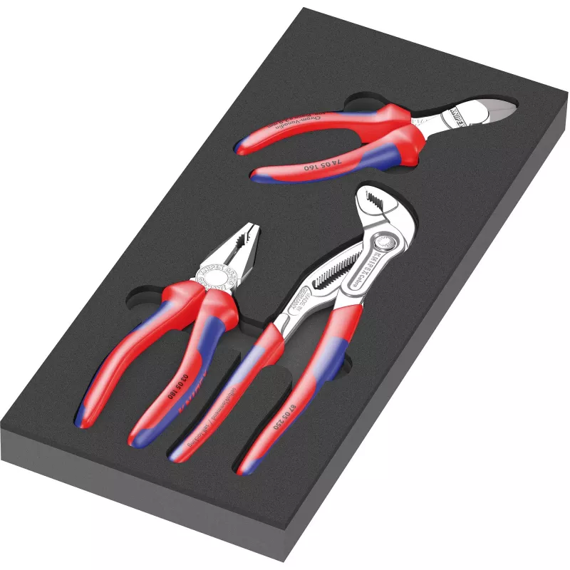 9780 espuma de inserção KNIPEX conjunto de alicates 1, 3 peças preto/cinzento, para carrinho de oficina Tool Rebel