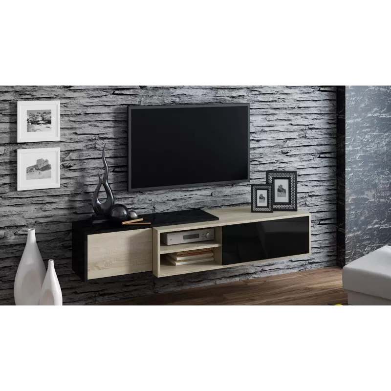 Móvel de TV Cama SIGMA1 180 carvalho Sonoma/preto brilhante