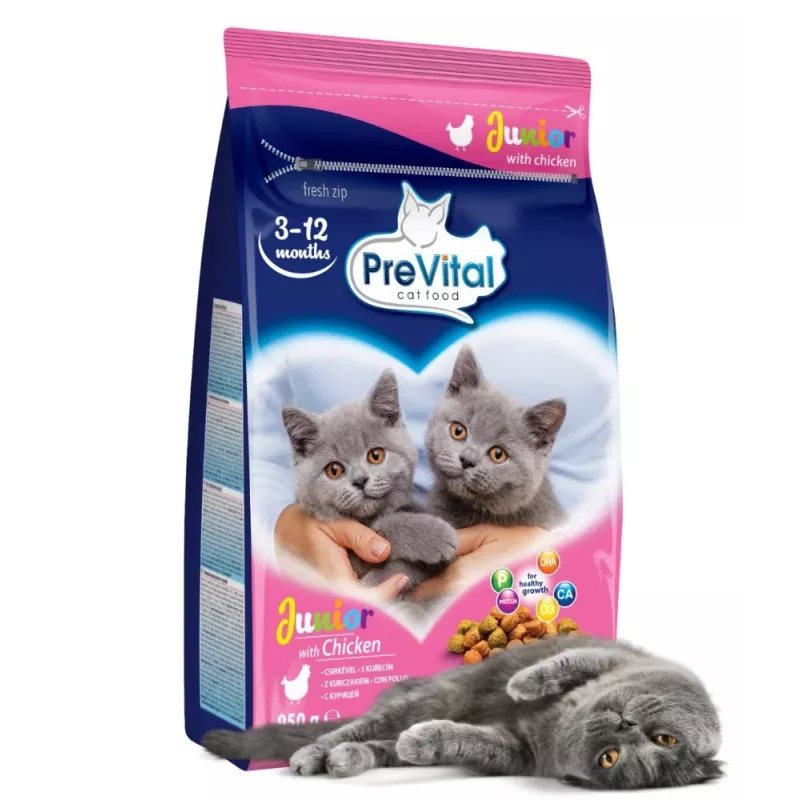 PREVITAL Junior com frango ração seca para gatos, 950 g