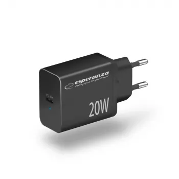 Carregador de rede ESPERANZA EZC104K 20W preto, fonte de alimentação USB para dispositivos portáteis