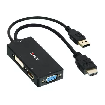 Conversor HDMI para DisplayPort, DVI e VGA Lindy, 0,15 m, 2160p, Preto, DP STDP2600, DVI-D PS8222, VGA AG6200, 8 Bit, 0 - 65 °C