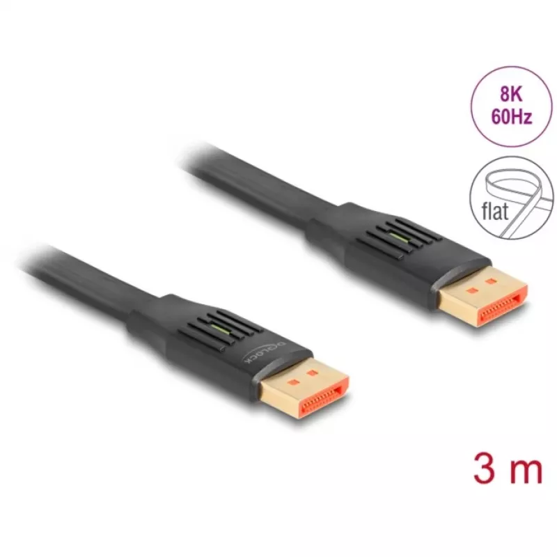 Cabo plano DisplayPort DeLOCK 8K 60 Hz 3 m