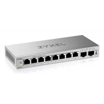 Switch gerido L2 Gigabit Zyxel GS1200-10v3 — 8x Gigabit (10/100/1000), 20 Gbps, MAC 4000, secretária, cinzento
