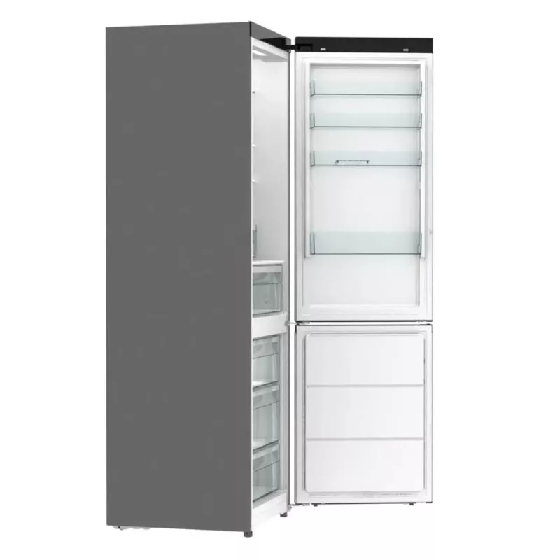 Gorenje NRB620E61X4WFE frigorífico combinado, de instalação livre, NoFrost, 413 l (283 l frigorífico + 130 l congelador inferior), ecrã eletrónico, iluminação LED, classe energética E, aço inoxidável