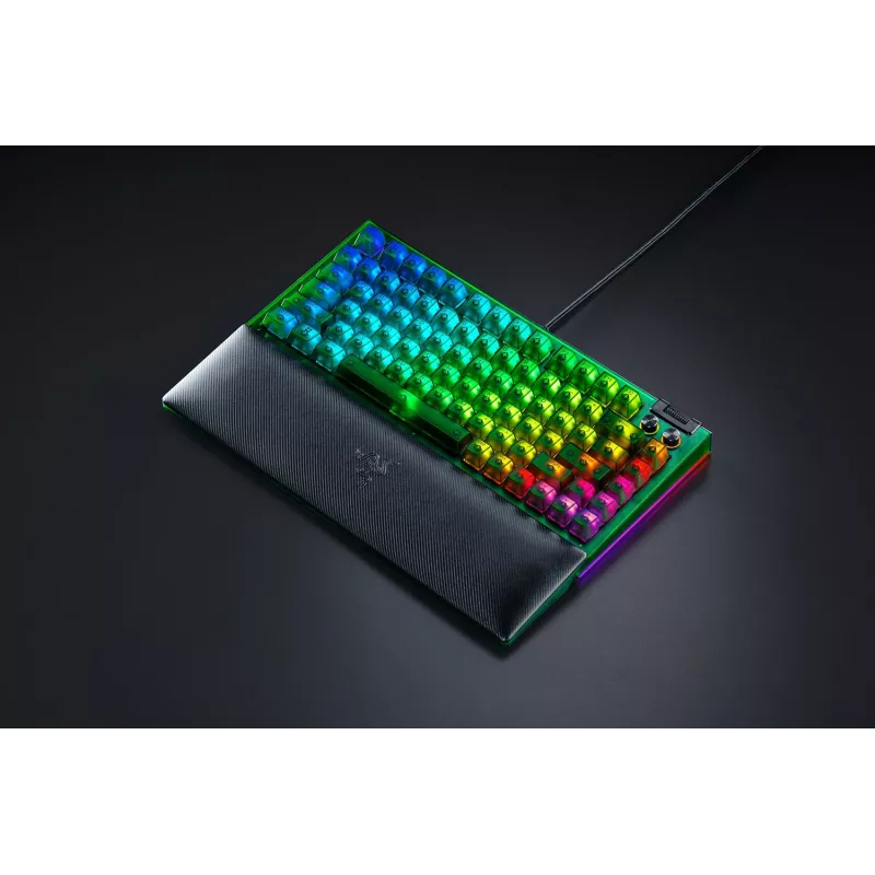 Teclado gaming mecânico Razer BlackWidow V4 75% — com fios, layout US, Edição Phantom Green, interruptores mecânicos táteis Razer