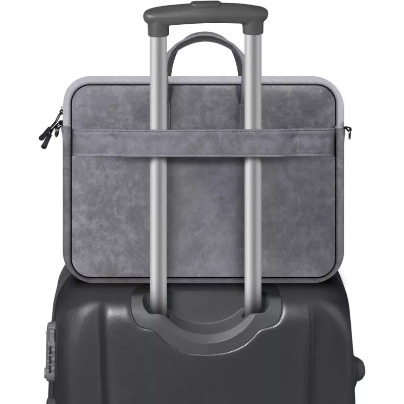 Mala toploader DEFENDER Solid para portáteis de 15,6 polegadas, poliuretano, cinzento, pega de transporte, alça removível