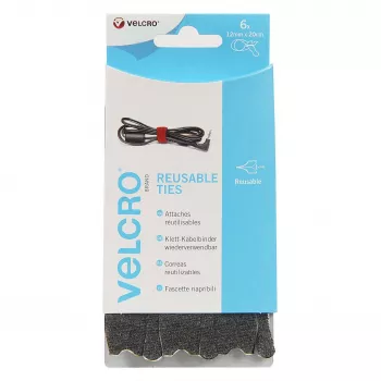 VELCRO VEL-EC60388 - abraçadeiras com fecho de velcro - Velcro - preto - 20 cm - 12 mm - 6 unid.