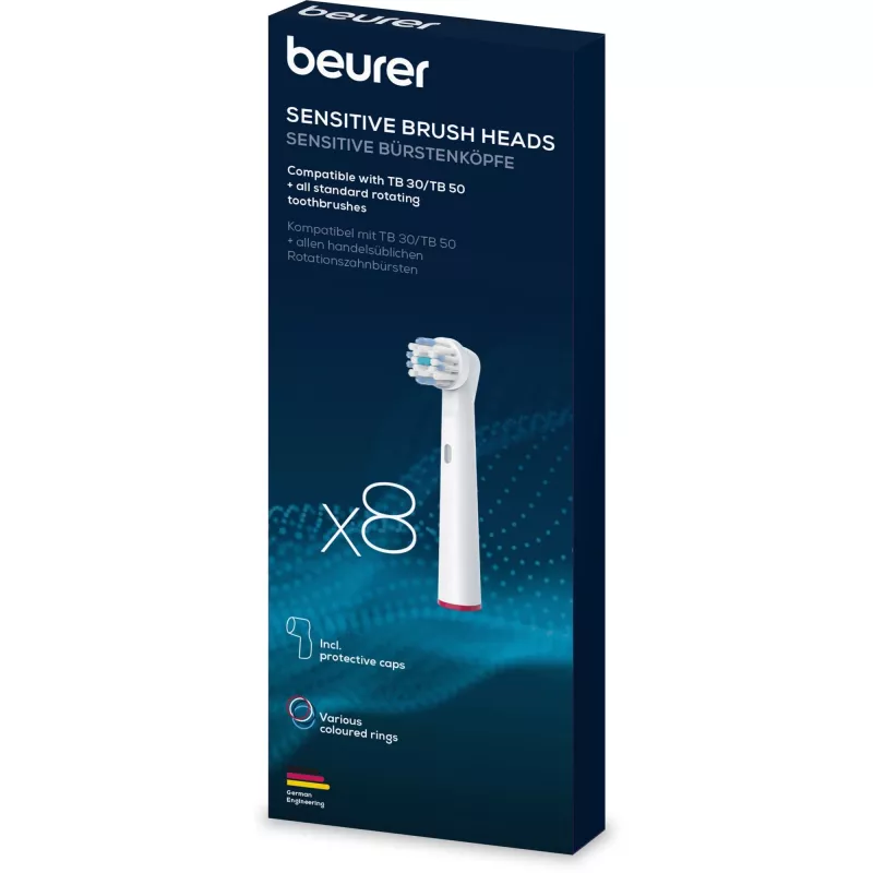 Cabeças de escova de substituição Beurer TB 30/50 Clean 8x para escova de dentes elétrica, pack de 8