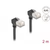 Cabo de rede DeLOCK RJ45 Cat.6A S/FTP fino 90° para baixo 2 m preto