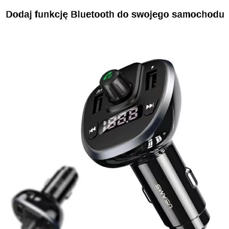 USAMS US-CC115 C21 Transmissor FM para automóvel com carregador USB duplo, Bluetooth 5.0, 3,4 A, preto