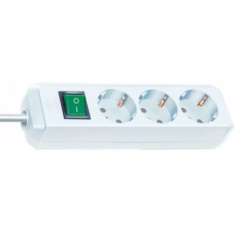 Régua de tomadas Brennenstuhl Eco-Line com interruptor [3 tomadas, branca, 5 m]