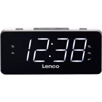 Lenco CR-18 - Relógio - Digital - FM - LED - 4,57 cm (1,8 polegadas) - Preto - Prateado