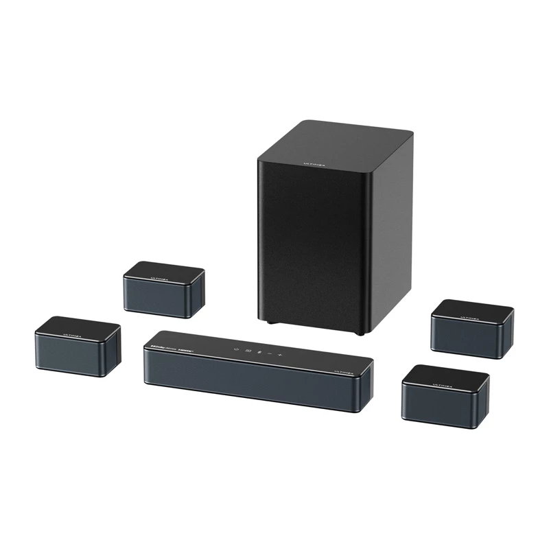 Altifalante Ultimea Poseidon D80 preto 7.1 canais, 8 altifalantes, com fios e sem fios, subwoofer ativo