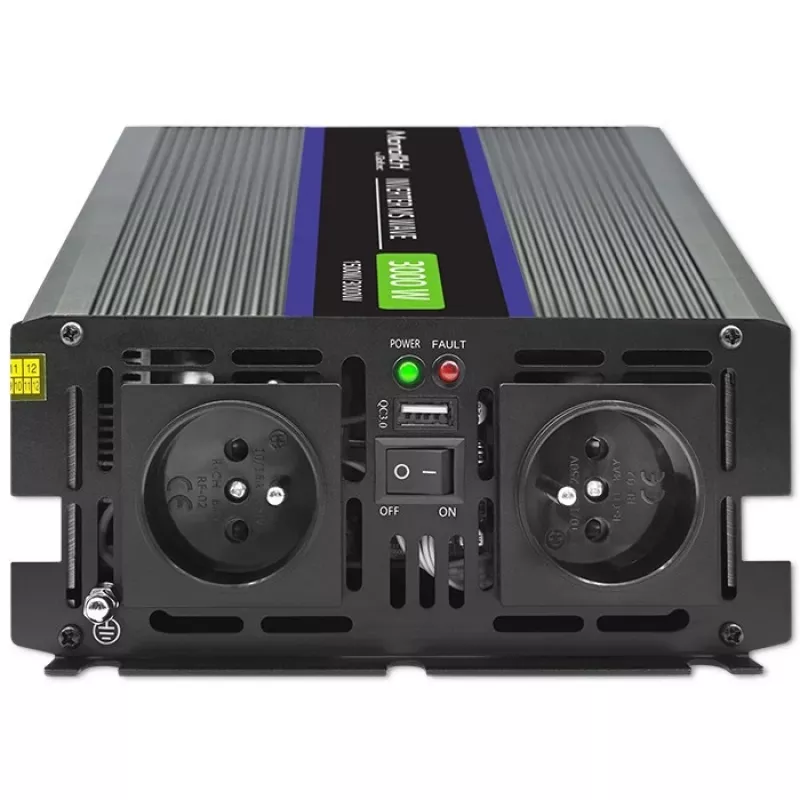 Inversor QOLTEC Monolith 3000 MS Wave, 12V→230V, 1500/3000W, com USB