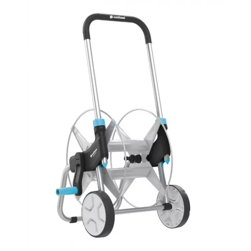 Carro de mangueira metálico Cellfast EXPLORER 60 m 1/2 polegadas – para mangueira de jardim de 60 m 1/2 polegadas
