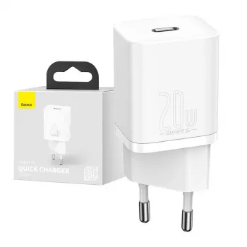 Carregador rápido de parede Baseus Super Si para smartphone branco CA para interior