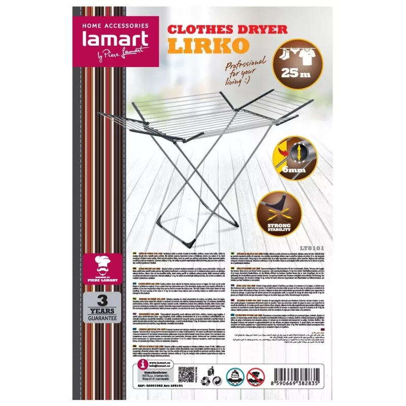 Estendal LAMART LT8101 — 25 m de estendal, leve e durável