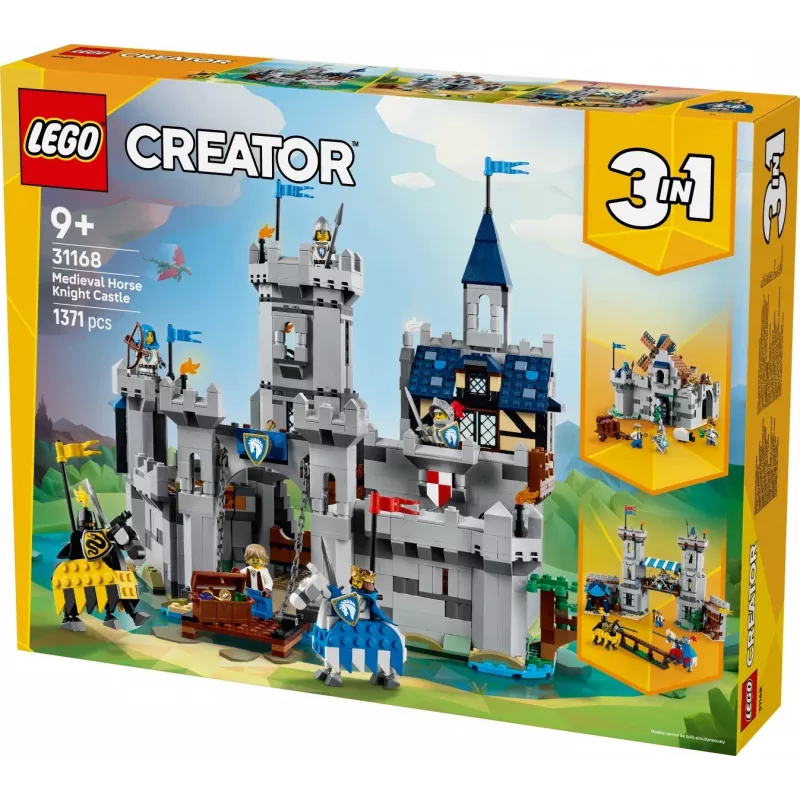 Brinquedo de construção LEGO Creator 3-in-1 conjunto Castelo Medieval dos Cavaleiros 31168 — 1371 peças, 6 minifiguras, a partir dos 9 anos