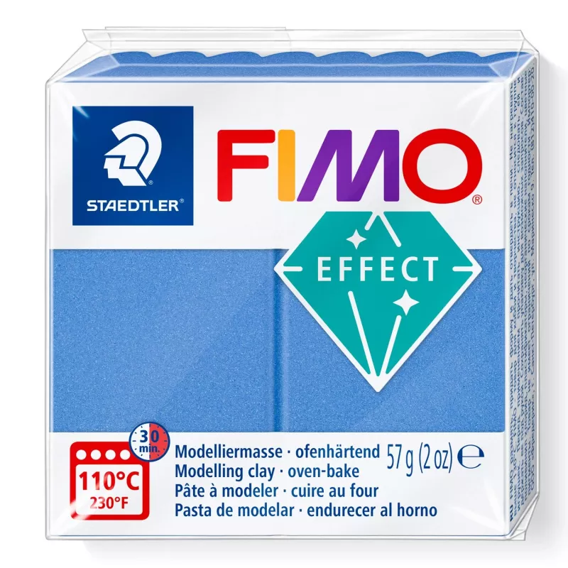 Massa de modelar FIMO effect azul metálico – FIMO 8010-31, massa de polímero macia para projetos de modelagem e decoração