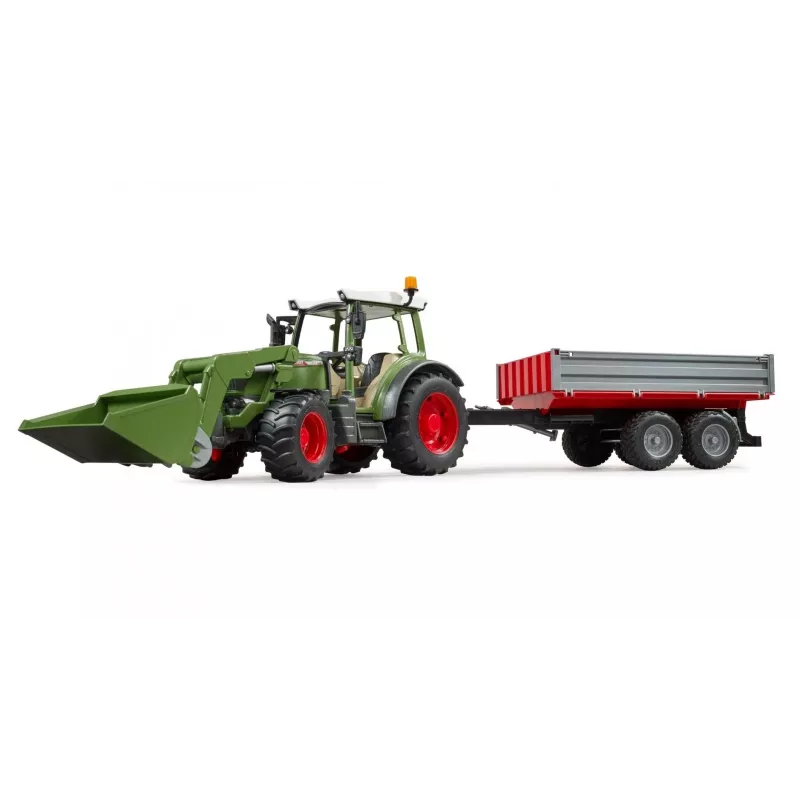 Trator de brincar BRUDER Fendt Vario 211 com carregador frontal e atrelado lateral