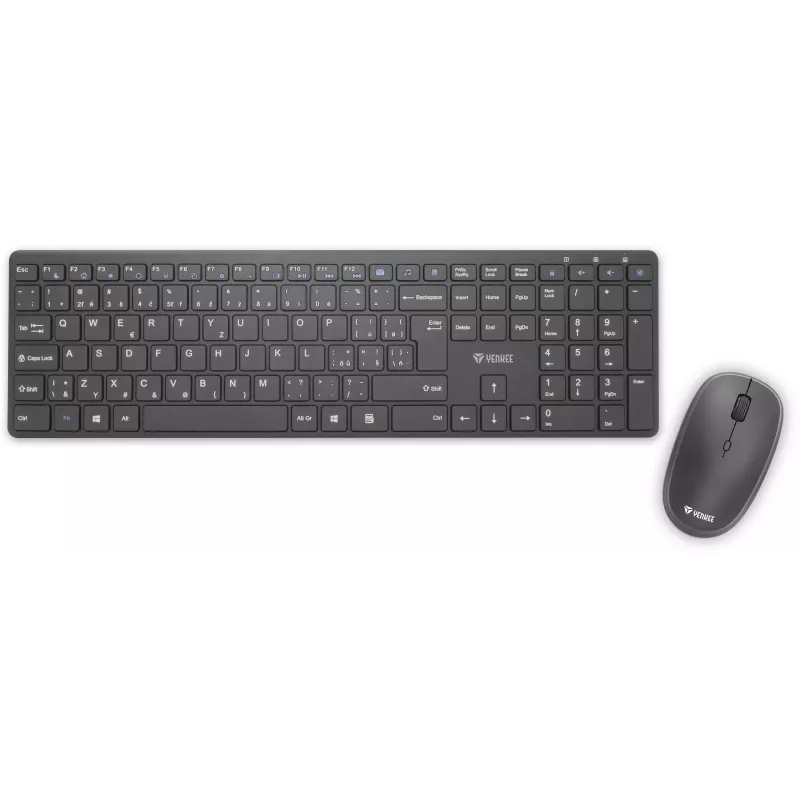 Conjunto de teclado e rato sem fios YENKEE YKB 2008CS — 2,4 GHz USB, layout compacto