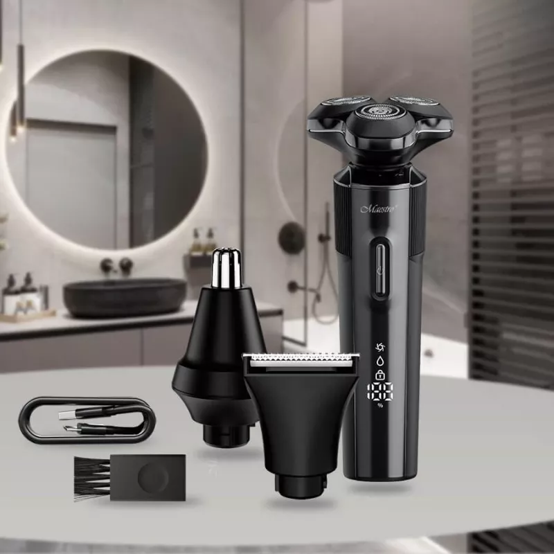 Conjunto de barbear Maestro MR-678 3-em-1 USB 90 min. aparador máquina de barbear groomer recarregável