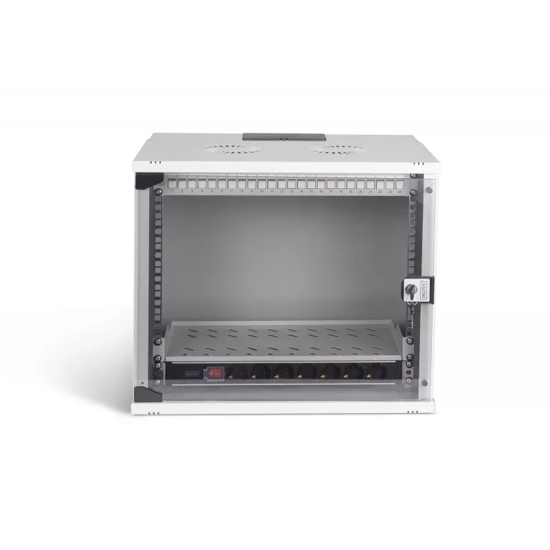 DIGITUS SOHO Pro DN-49204-SET kit de rede de parede 19" 9U com acessórios, 540 x 400 mm, cinzento