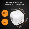 Régua de tomadas QOLTEC 52548 com 3 tomadas AC e porta USB