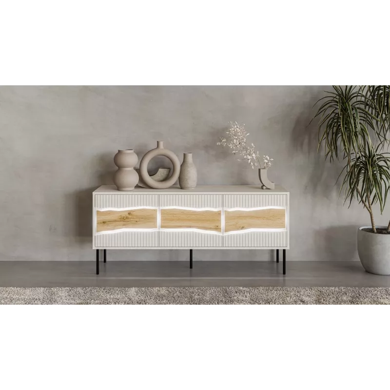 Móvel de TV Cama INSERTO 3D 143.5x40x61.5 cashmere + LED