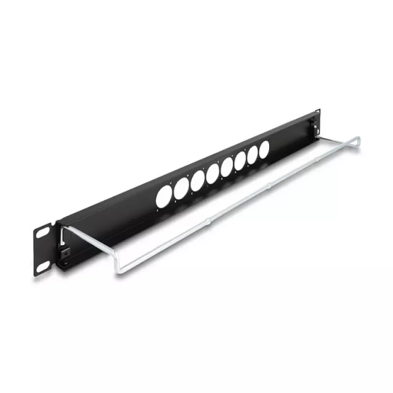 DeLOCK 67060 Patch panel de 19 polegadas tipo D com alívio de tensão, 8 portas centradas, 1U, preto