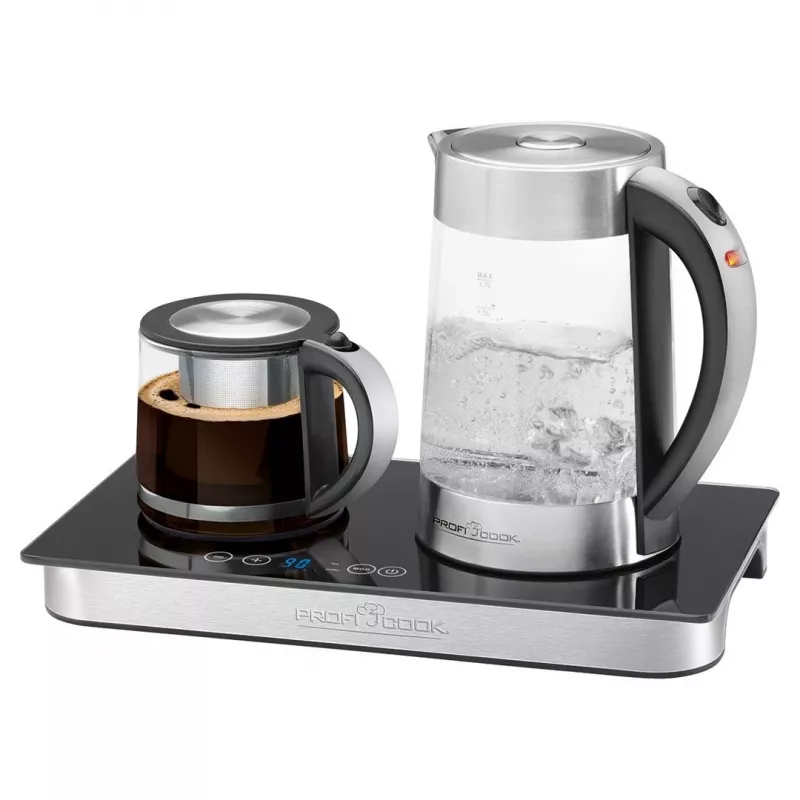 ProfiCook PC-TKS 1056 chaleira 1,7 L preto, aço inoxidável, transparente
