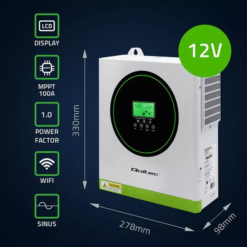 Inversor solar híbrido Qoltec Off-Grid 1500W