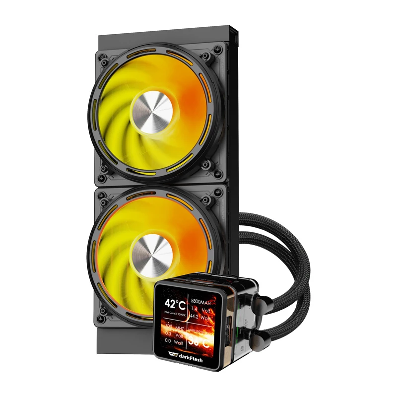 Refrigeração líquida de CPU Darkflash DE240 (preta) — radiador de 240 mm, refrigeração líquida AIO