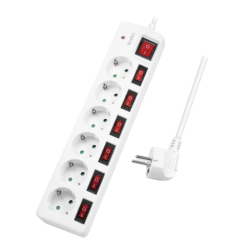 Régua de tomadas LogiLink LPS250 1,5 m 6 tomadas AC interior branco