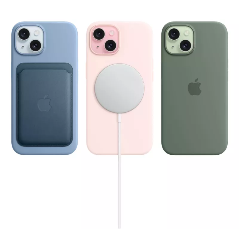 Apple iPhone 15 smartphone 6,1" (15,5 cm) OLED, Dual SIM, A16, 128 GB, câmara dupla de 48 MP, iOS 17, 171 g, azul (versão Índia)