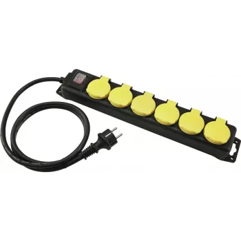 Régua de tomadas EUROLITE 30240158 – 6 tomadas, cabo de extensão IP44 resistente a salpicos, 10 m de cabo