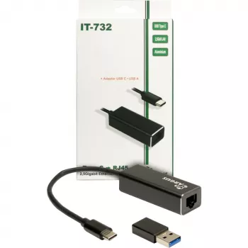 Adaptador Ethernet Inter-Tech IT-732 2500 Mbit/s USB Type-C Com fios