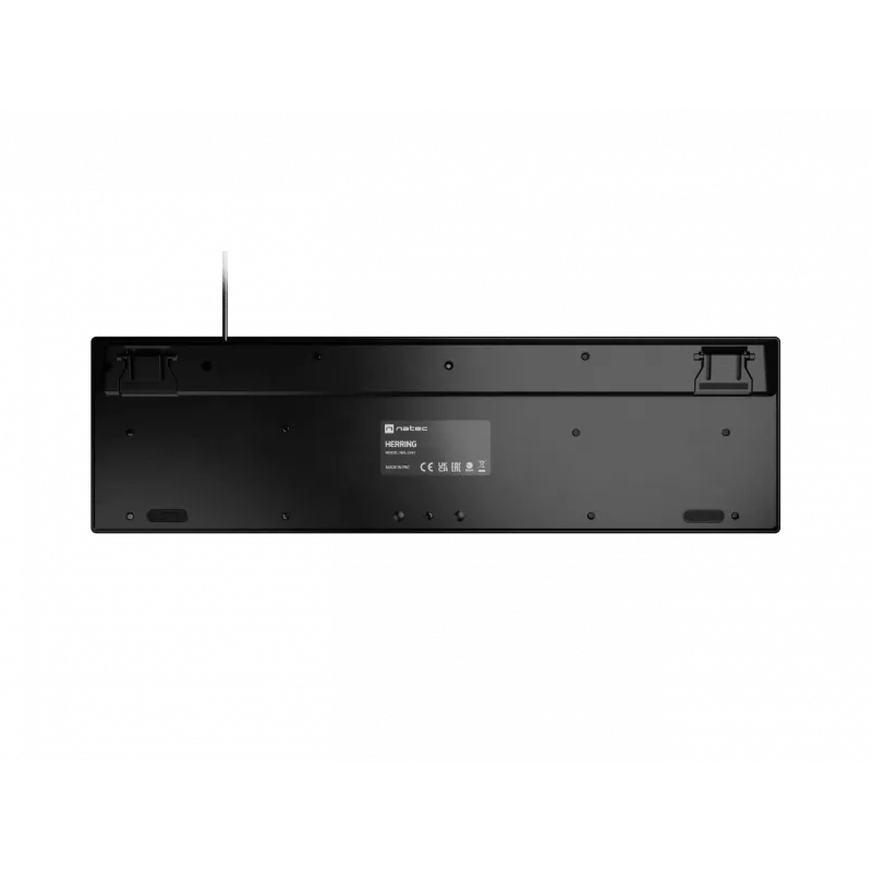 Teclado multimédia fino com fios NATEC HERRING — preto, layout low-profile, teclas multimédia