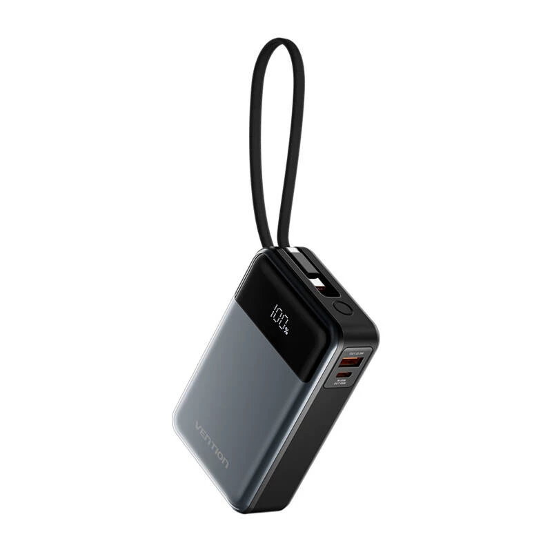 Powerbank portátil Vention FHYB0 20000mAh 65W, 2× USB-C, 1× USB-A, preto